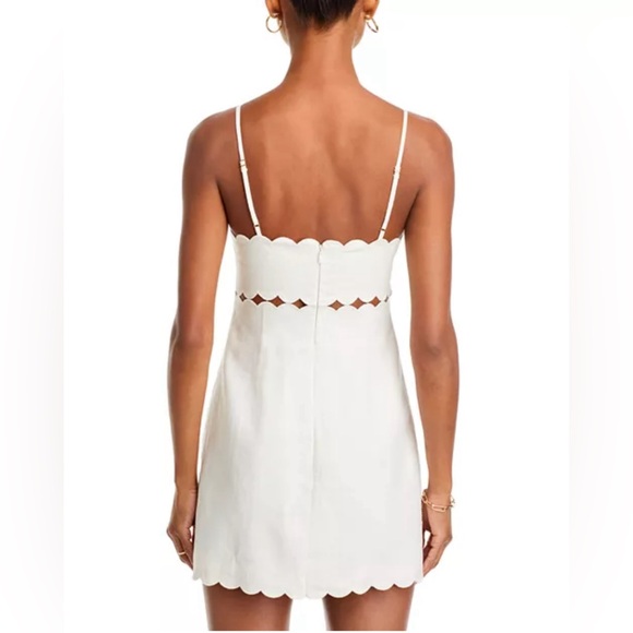 NWT $380 LoveShackFancy Sydow White Scalloped Linen Mini Dress Sz 2 - Picture 3 of 16